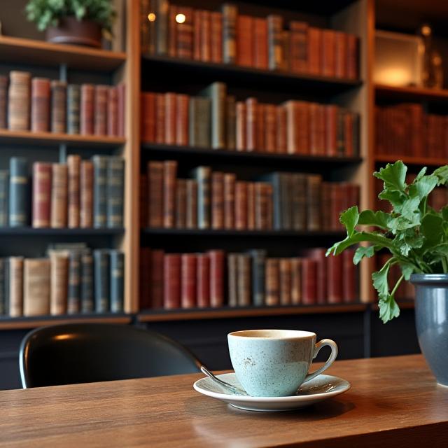 A stylish bookcase filled with antique books providing a cozy ambiance.